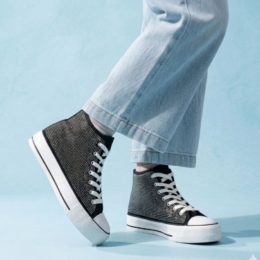 Rock and Candy By ZIGI Rhinestone Textile Upper Women's Sneakers Size 11 Black